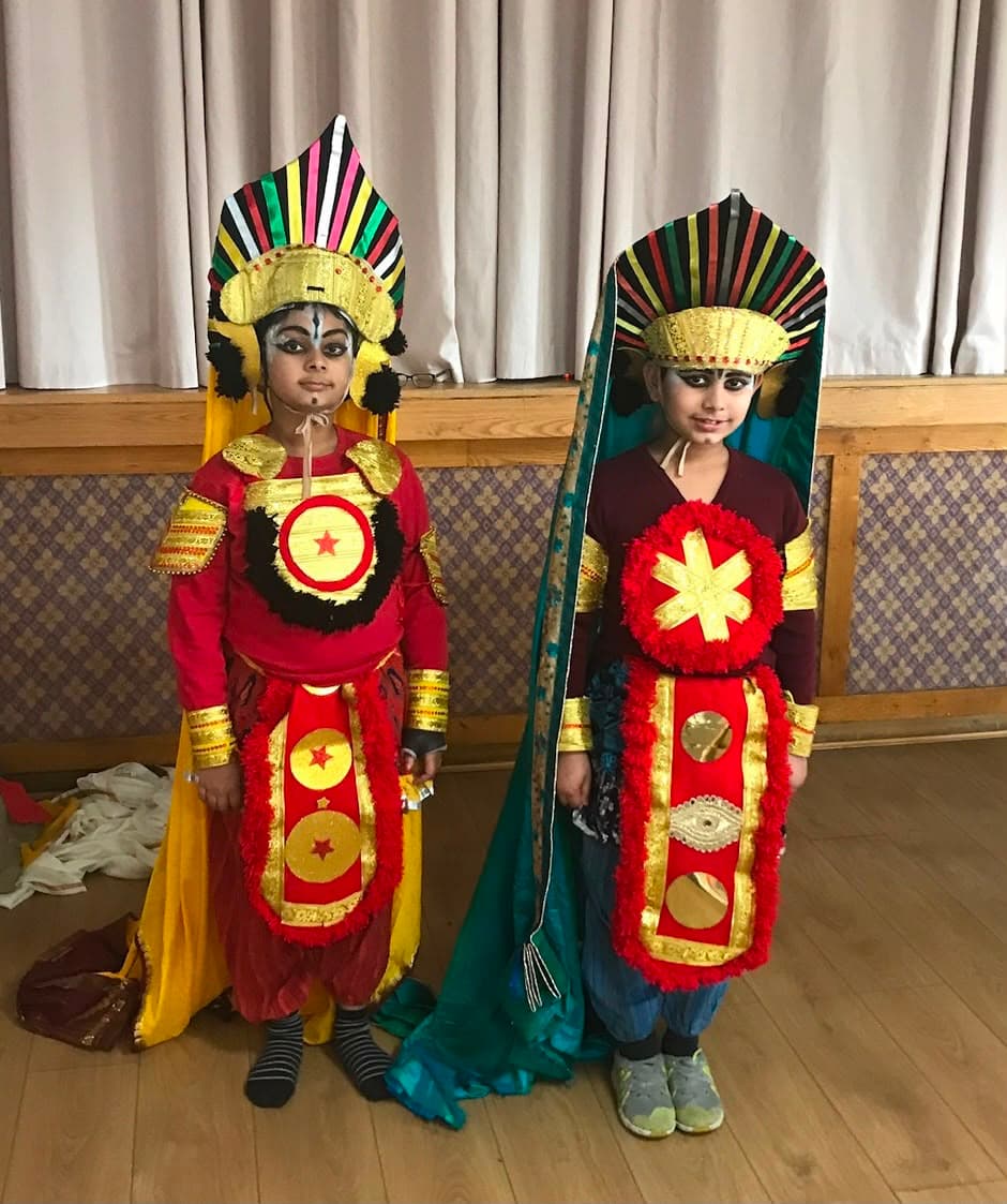 Children taking part in a Yakshagana performance